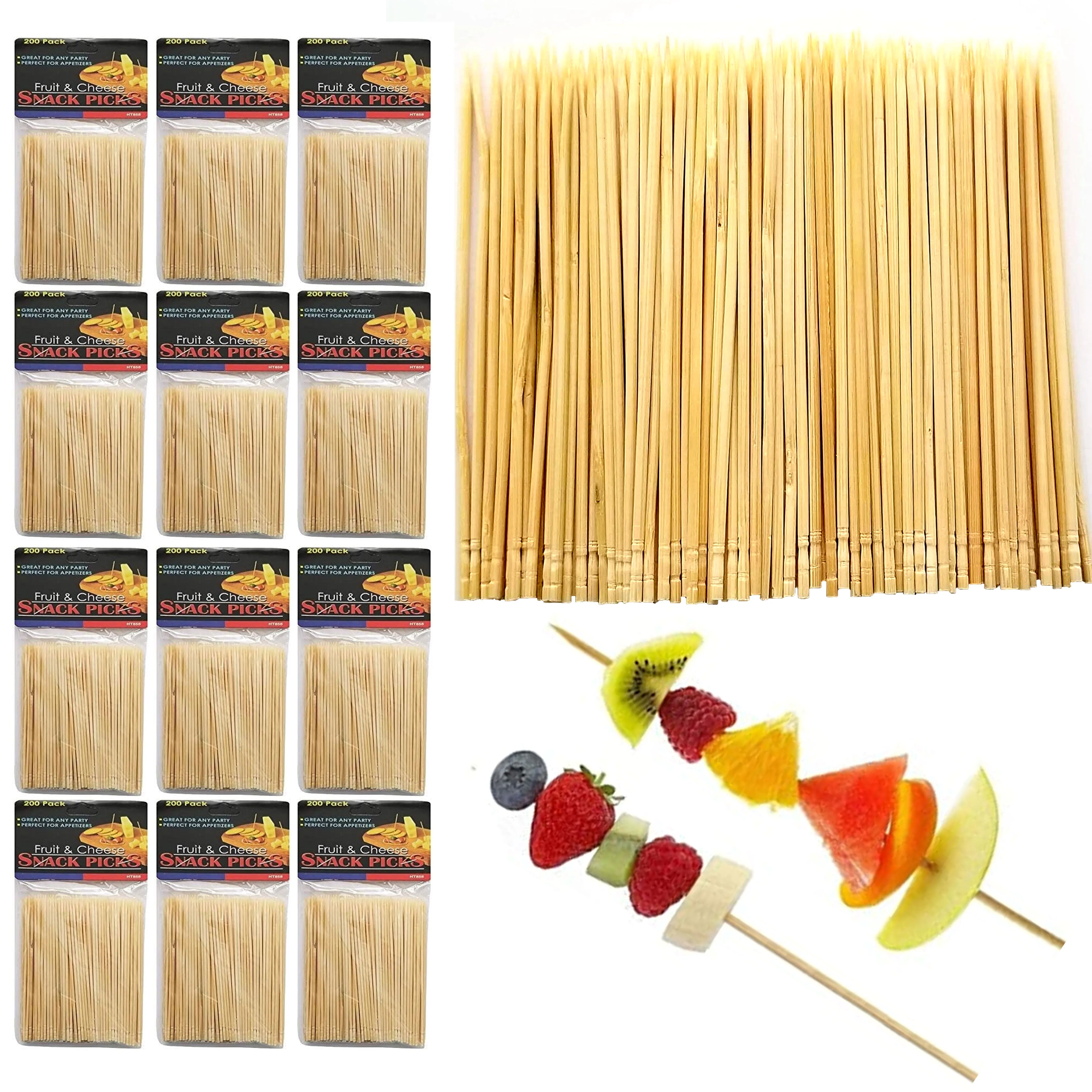 2400 Appetizer Picks Fruit Cheese Skewer Sticks Picker Parties Catering 3-3/4"
