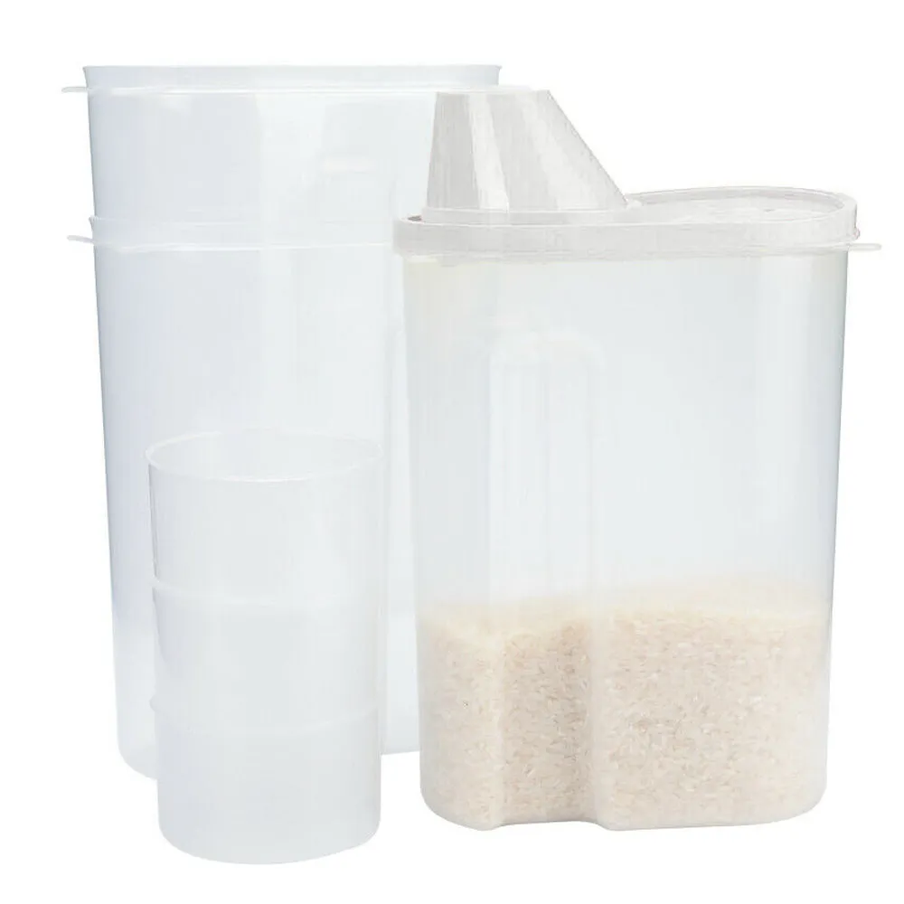 3 PC Set Large Cereal & Dry Food Storage Containers BPA-Free Plastic Dispenser