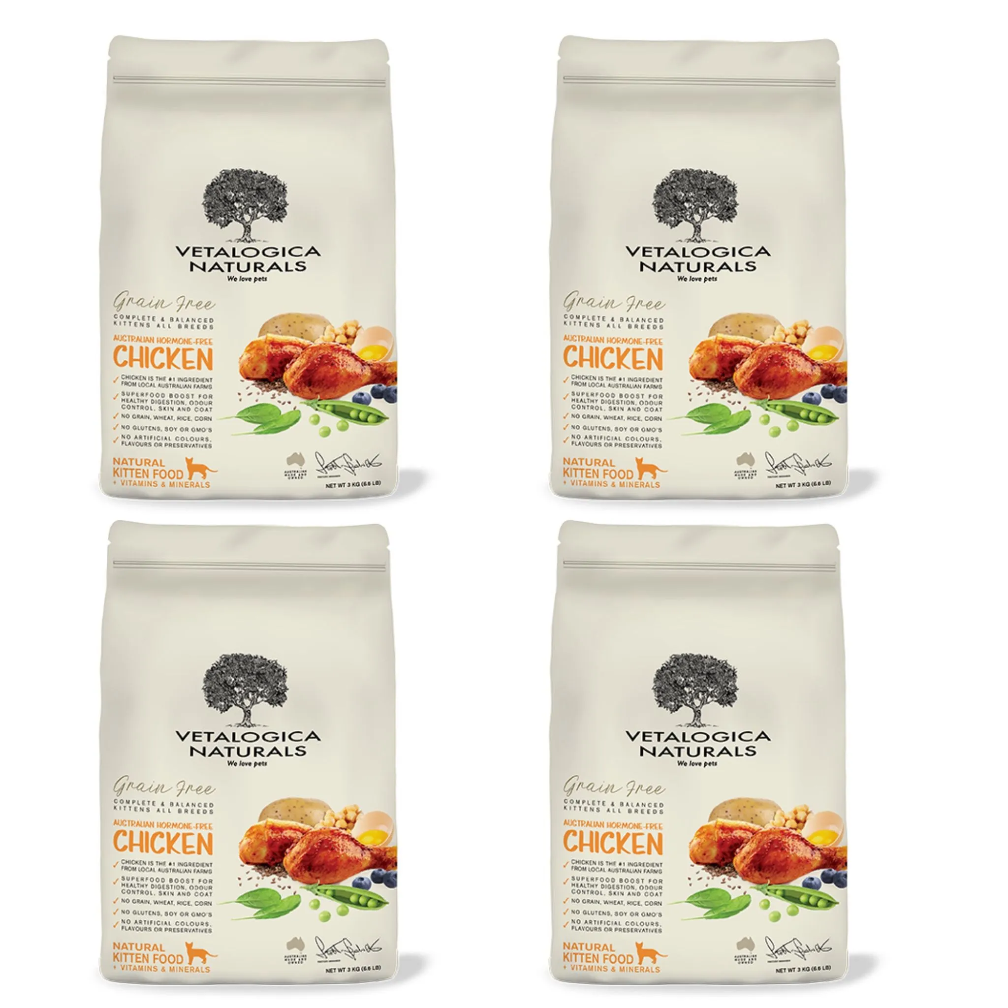 4 x 100g Vetalogica Naturals Grain Free Dry Kitten Food SAMPLES