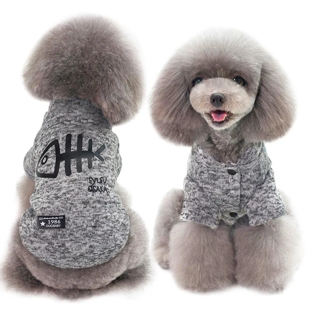 Cute Fish Bone Printed Hoodies for Small Dogs