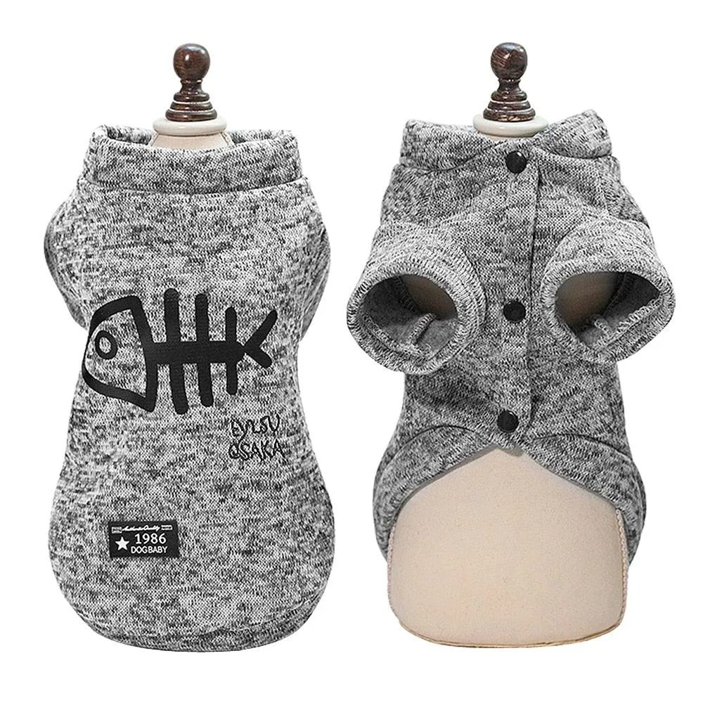 Cute Fish Bone Printed Hoodies for Small Dogs