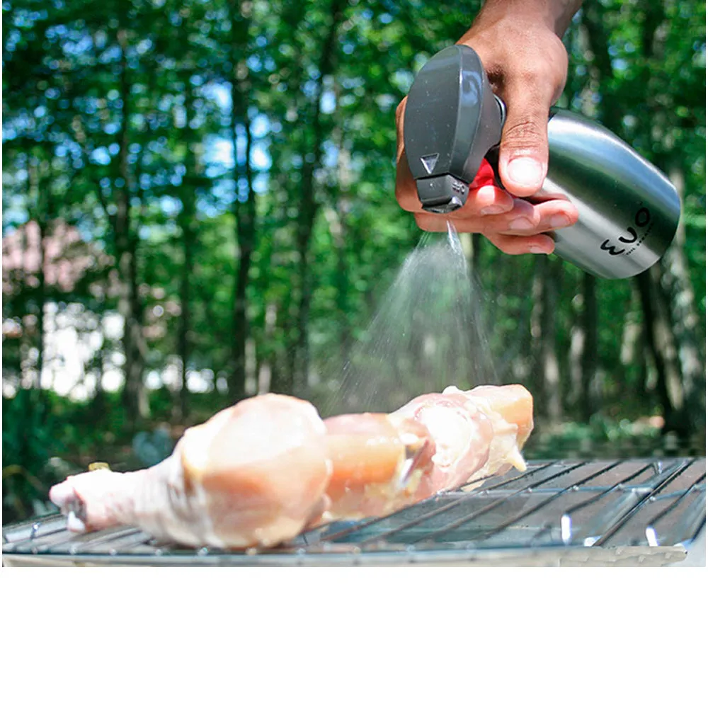 Evo Oil Stainless Steel Trigger Sprayer Bottle Cooking BBQ Kitchen 16 Oz