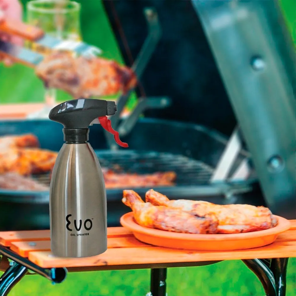 Evo Oil Stainless Steel Trigger Sprayer Bottle Cooking BBQ Kitchen 16 Oz