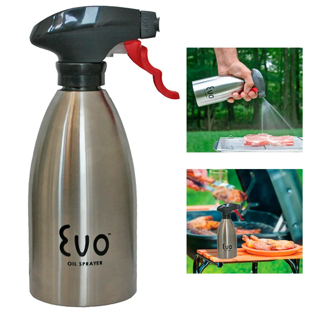 Evo Oil Stainless Steel Trigger Sprayer Bottle Cooking BBQ Kitchen 16 Oz