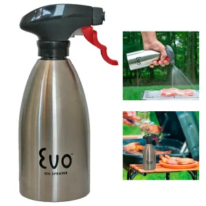 Evo Oil Stainless Steel Trigger Sprayer Bottle Cooking BBQ Kitchen 16 Oz