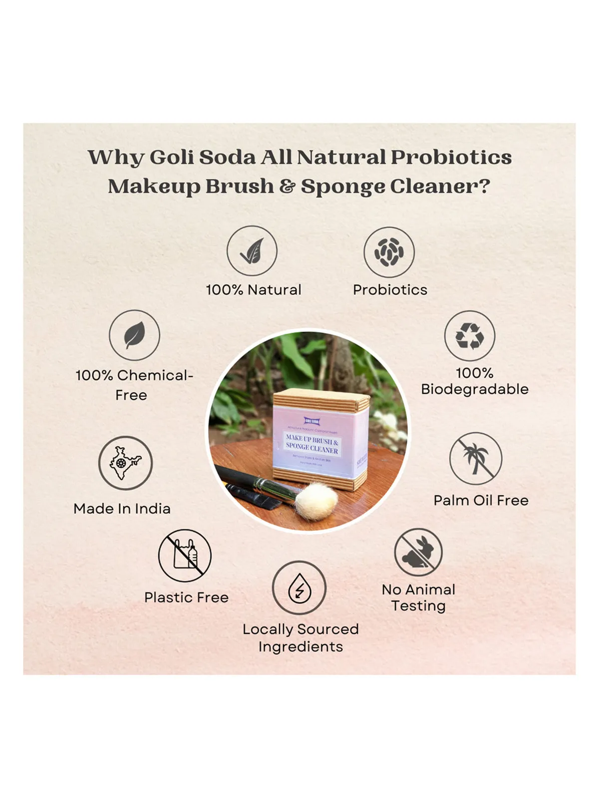 Goli Soda All Natural Probiotics Make Up Brush & Sponge Cleaner Pack Of Three