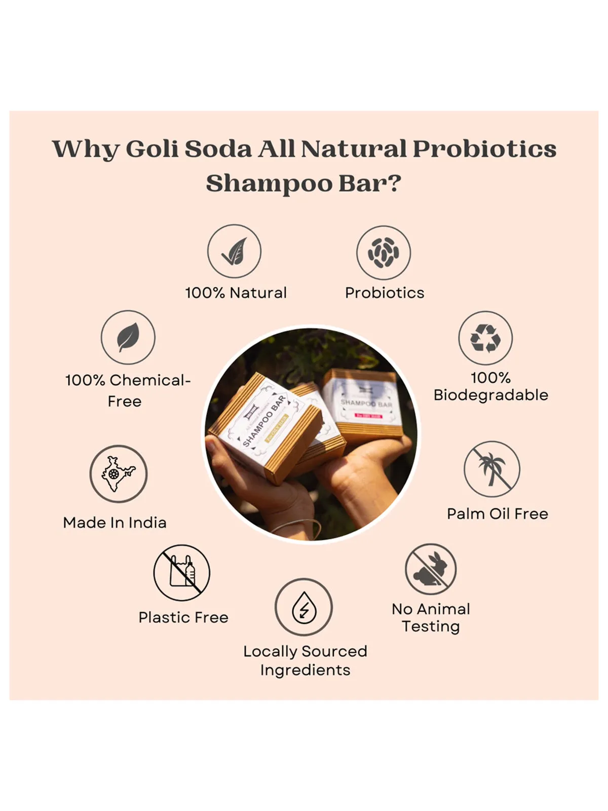 Goli Soda All Natural Probiotics Shampoo Bar for Dry Hair