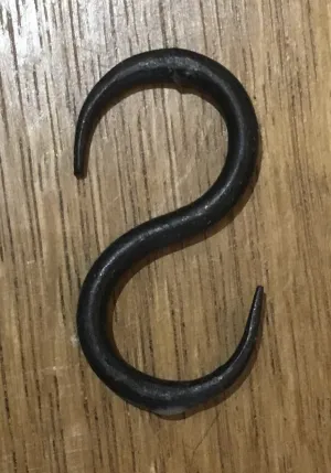 Meat Hook ‘S’ Shape Hand Forged Beeswax 3.0″ / 70mm