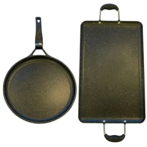 Neware Marble LARGE Griddle 2 PACK  (Includes Double & Round Griddles) for ALL types of stoves/ COMALES GRANDES de marmol de doble quemador y redondo APTO para TODO tipo de estufa